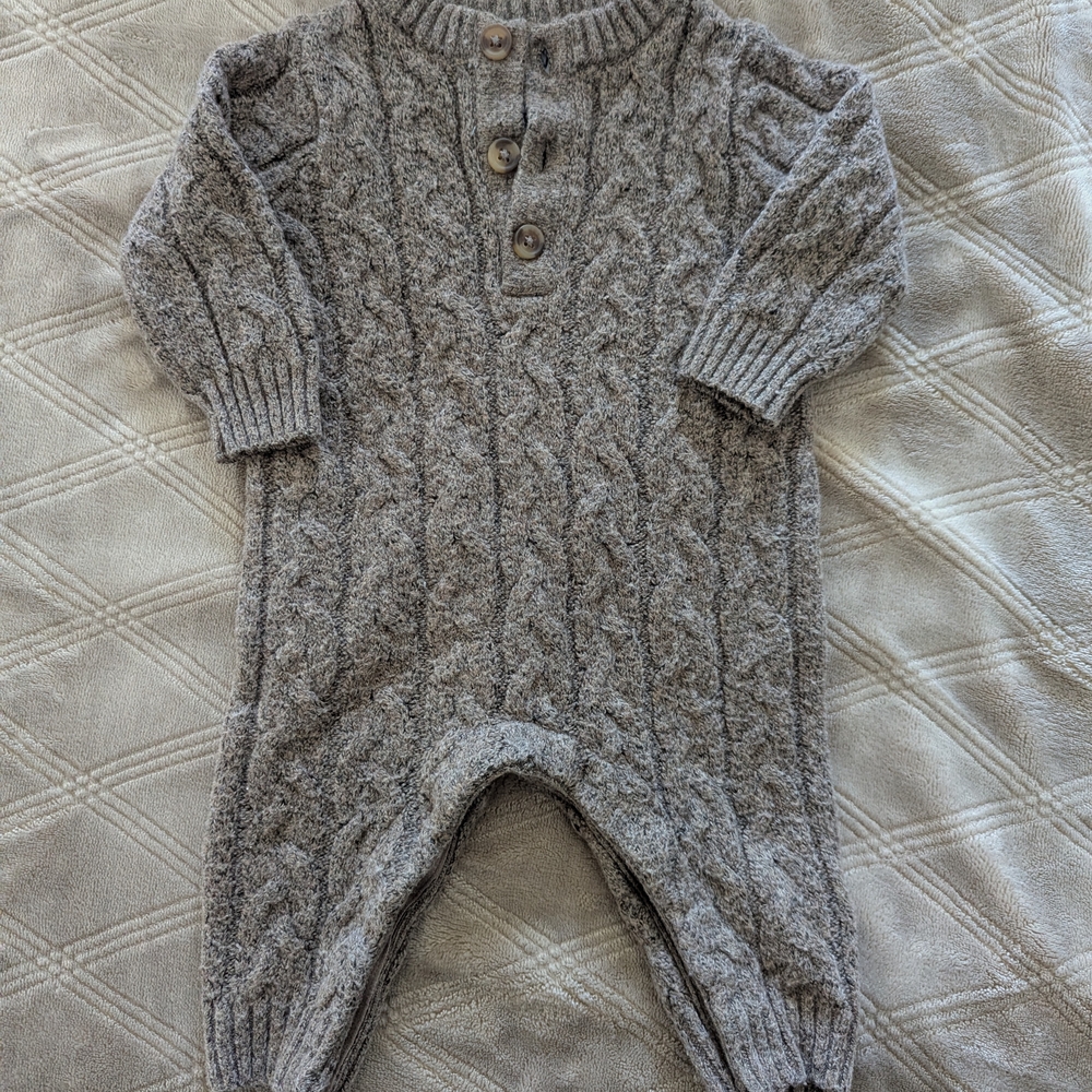 Old Navy Brown Cable Knit Sweater Onesie 0-3 Months